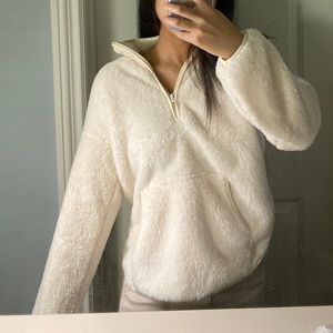 Super soft fuzzy quarter-zip